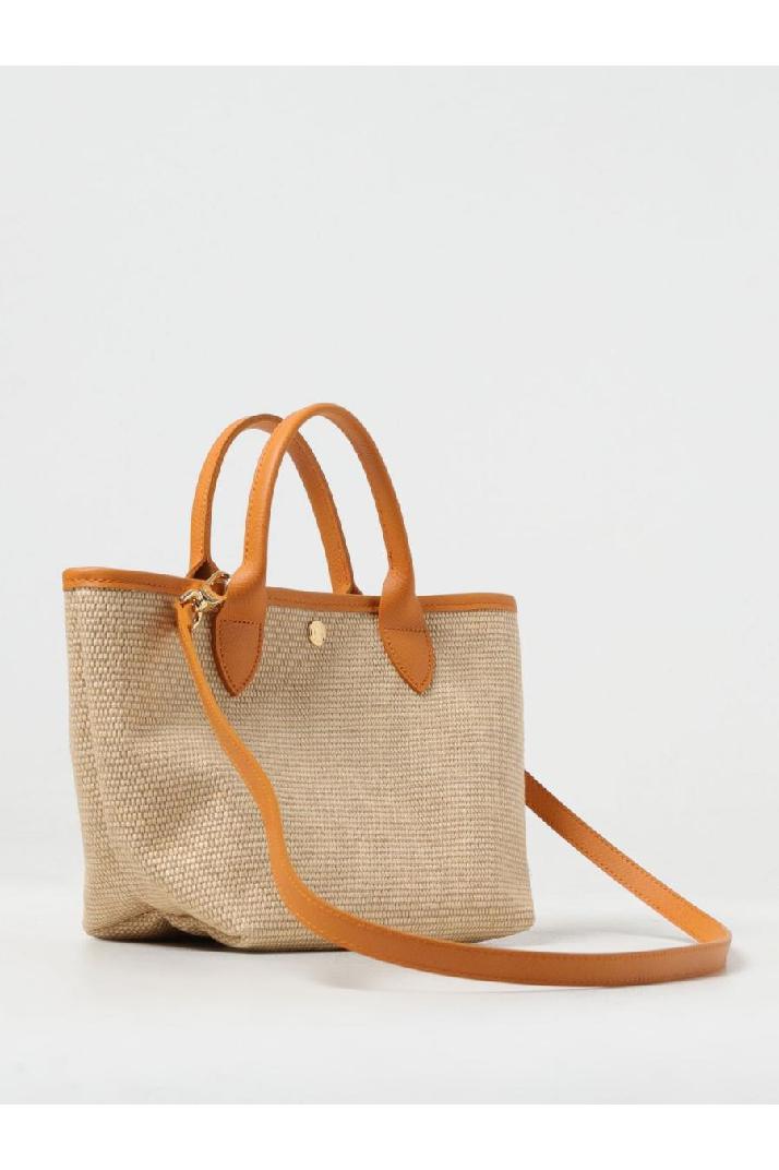 Longchamp롱샴 여성 숄더백 Longchamp le panier pliage bag in raffia and leather