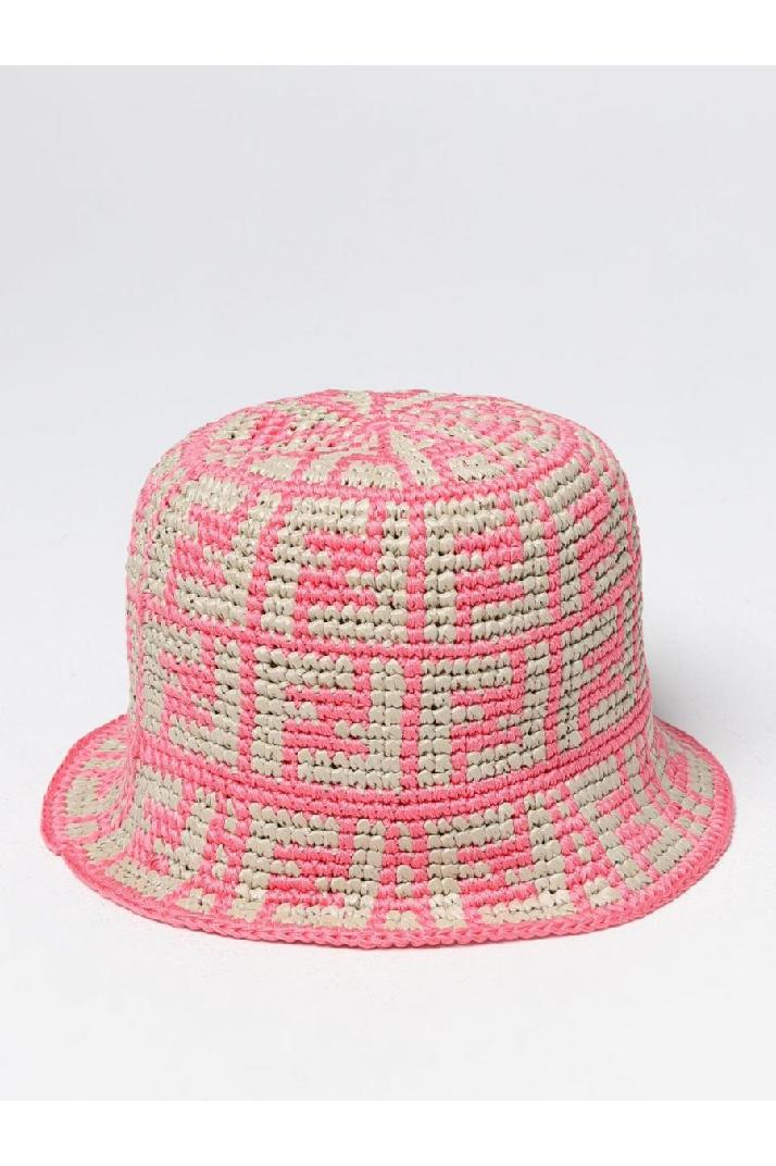 Fendi펜디 여성 모자 Fendi hat in raffia and cotton with all-over ff monogram