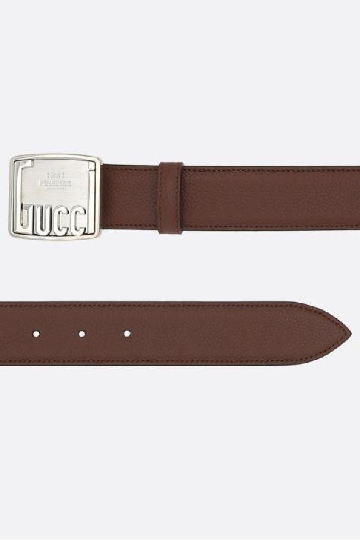 GUCCI구찌 남성 벨트 grainy leather belt with Gucci plaque buckle