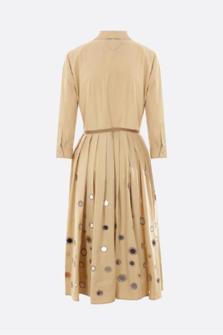 PRADA프라다 여성 원피스 poplin shirt dress with mirror embroideries