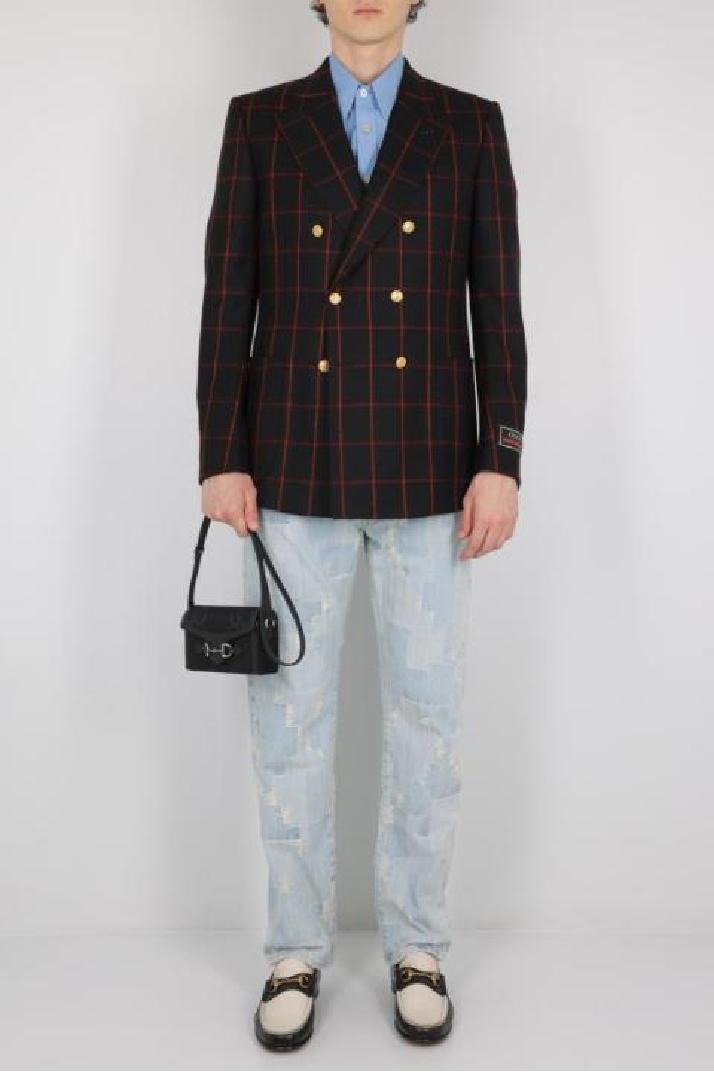 GUCCI구찌 남성 자켓 double-breasted checked wool jacket