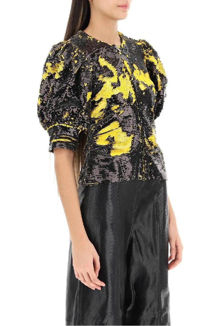 GANNI가니 여성 티셔츠 two-tone sequin top
