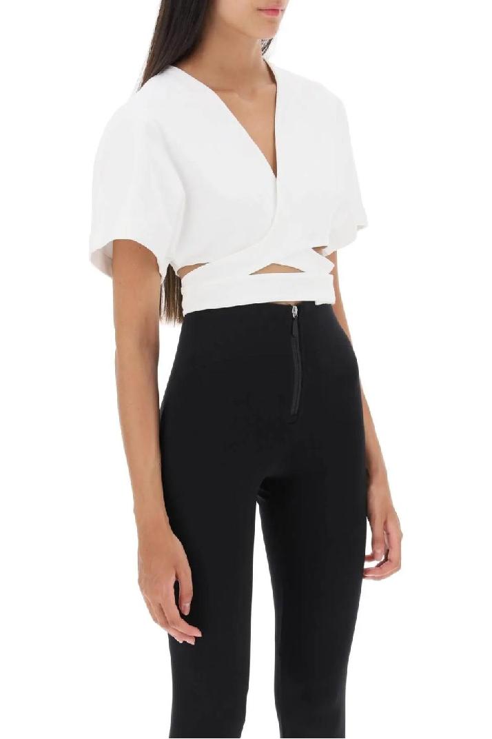 ALAIA알라이아 여성 티셔츠 cropped top with crossover straps