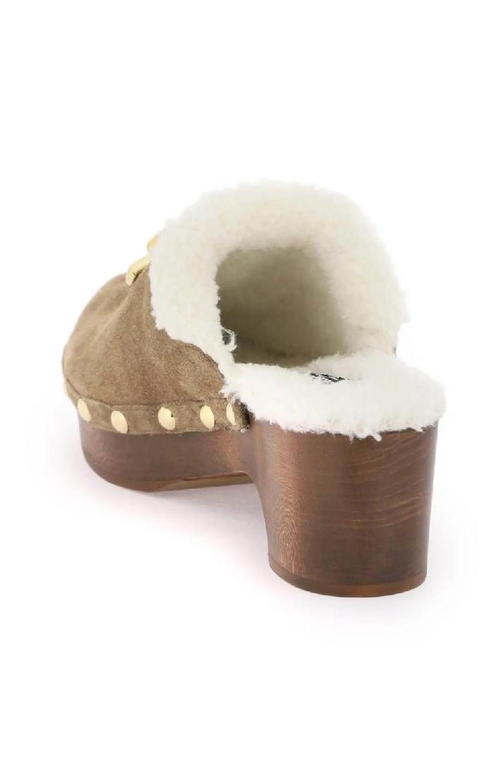 DOLCE &amp; GABBANA돌체앤가바나 여성 뮬 suede and faux fur clogs with dg logo.
