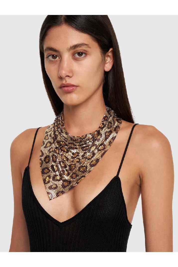 Rabanne 여성 목걸이 Gaetano mini leopard mesh scarf necklace