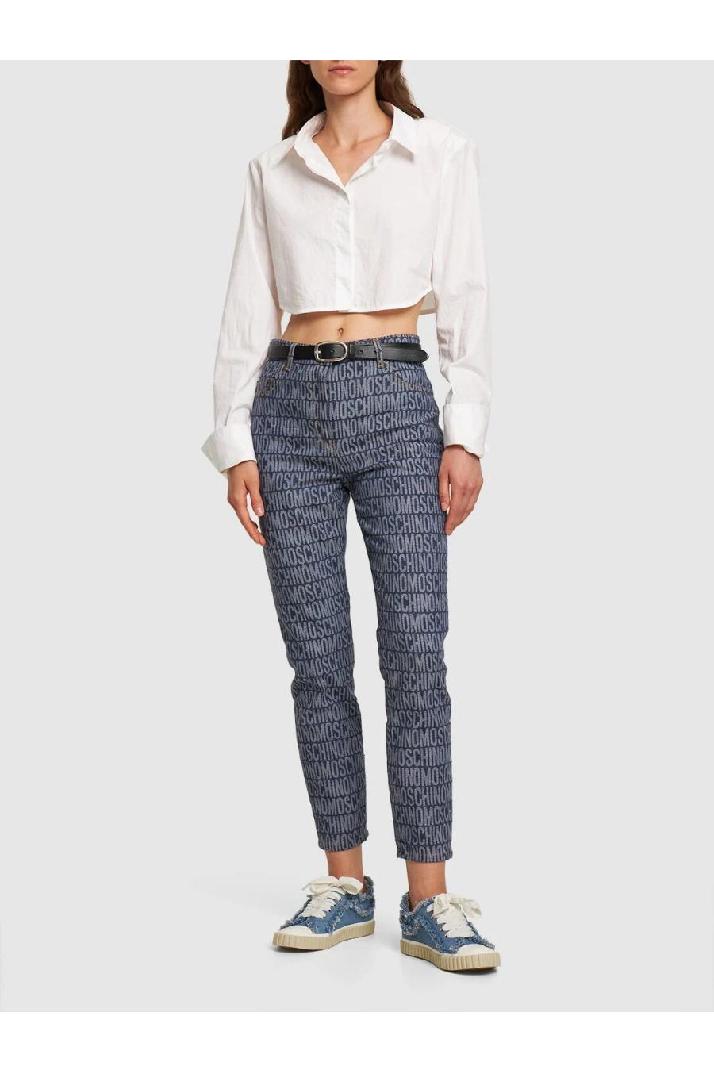 Moschino모스키노 여성 청바지 Logo jacquard mid rise straight jeans