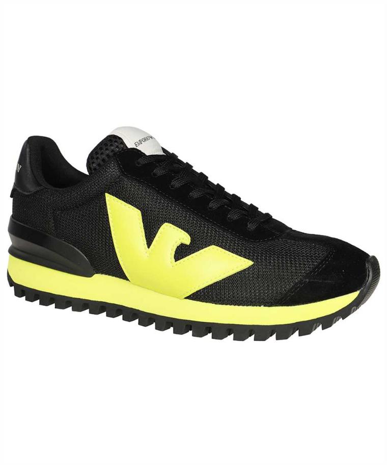 Emporio Armani엠포리오아르마니 남성 스니커즈 Emporio Armani X4X583 XN647 SUEDE AND MESH WITH OVERSIZED EAGLE Sneakers - Black
