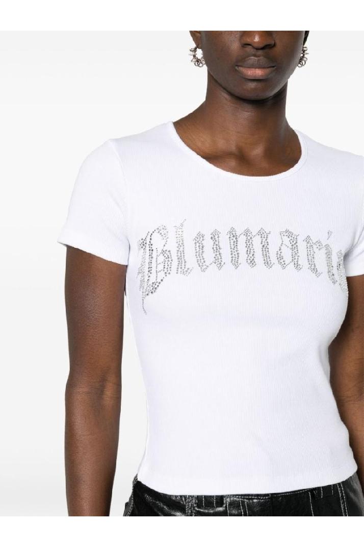 BLUMARINE블루마린 여성 티셔츠 LOGO RIBBED COTTON CROPPED T-SHIRT