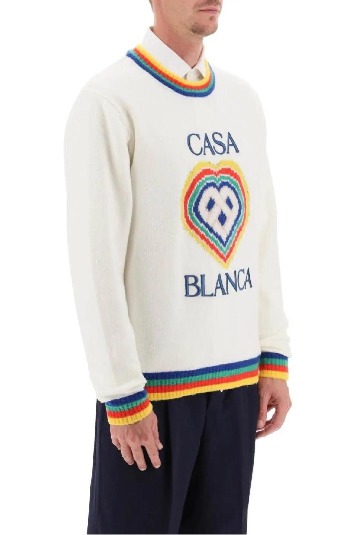 CASABLANCA카사블랑카 남성 스웨터 rainbow heart virgin wool sweater