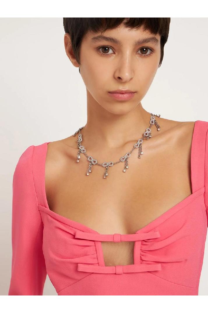 Mach &amp; Mach 여성 목걸이 Chain crystal bow collar necklace