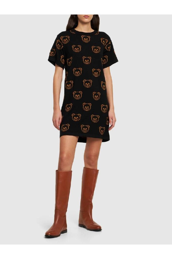 Moschino모스키노 여성 원피스 Wool jacquard shirt dress w/ teddy logo
