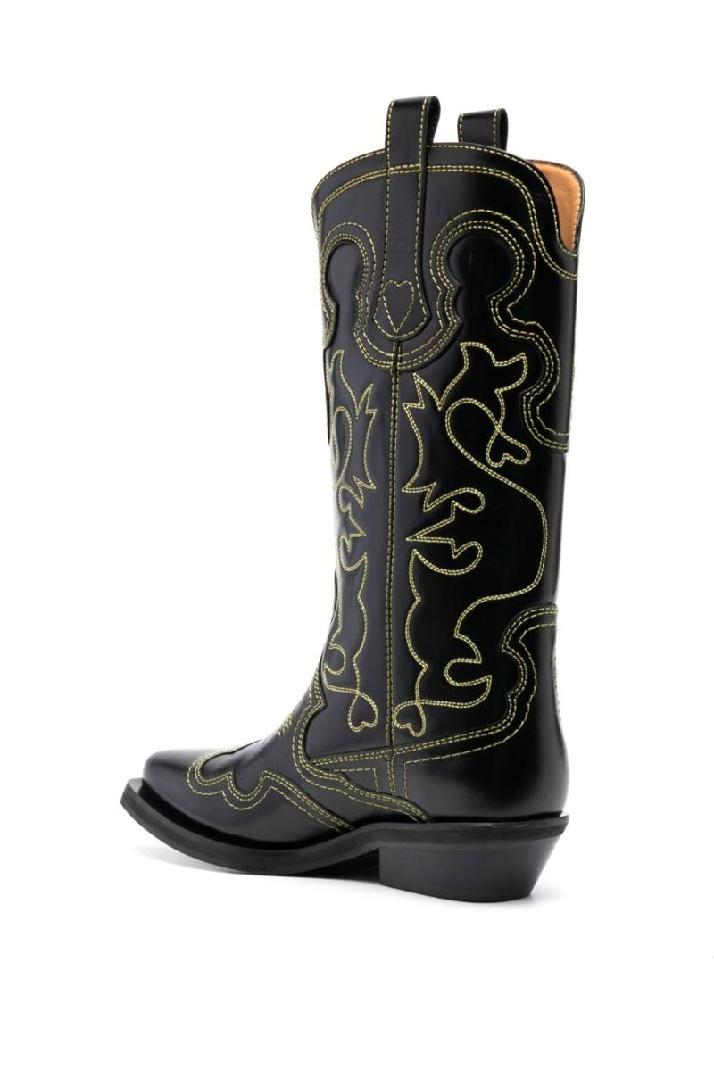 GANNI가니 여성 부츠 EMBROIDERED LEATHER WESTERN BOOTS