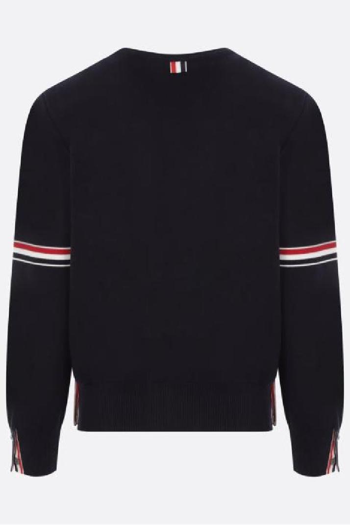 THOM BROWNE톰브라운 남성 니트 스웨터 cotton pullover with tricolor intarsia