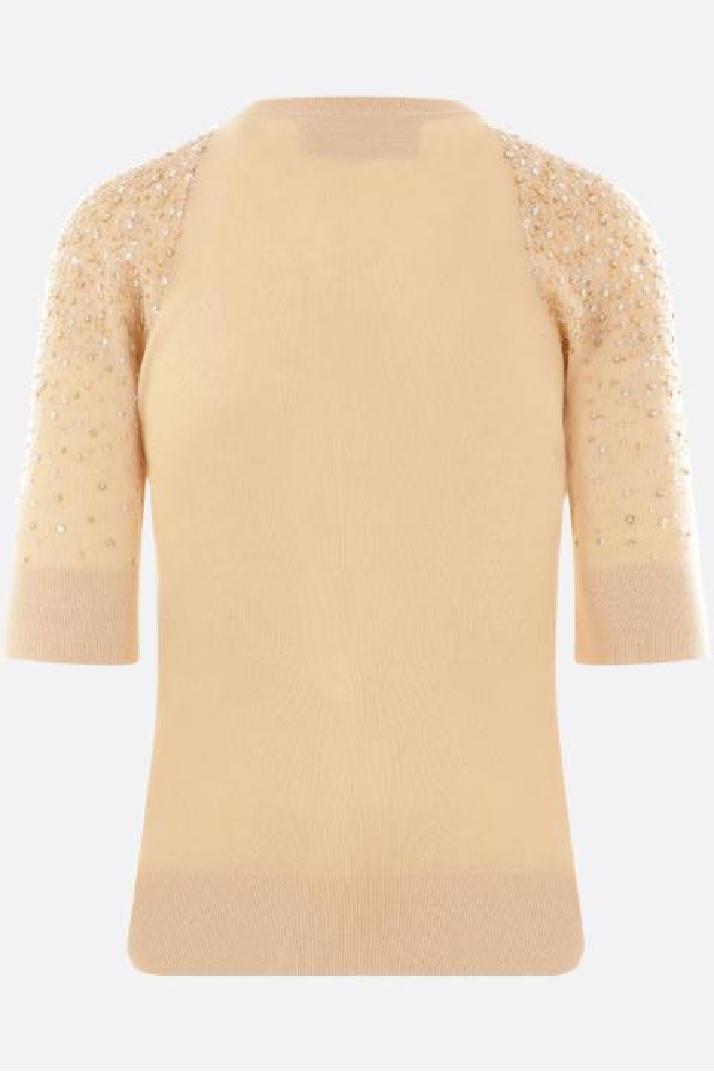 ERMANNO SCERVINO에르마노세르비노 여성 니트 스웨터 cotton blend short-sleeved pullover with crystals