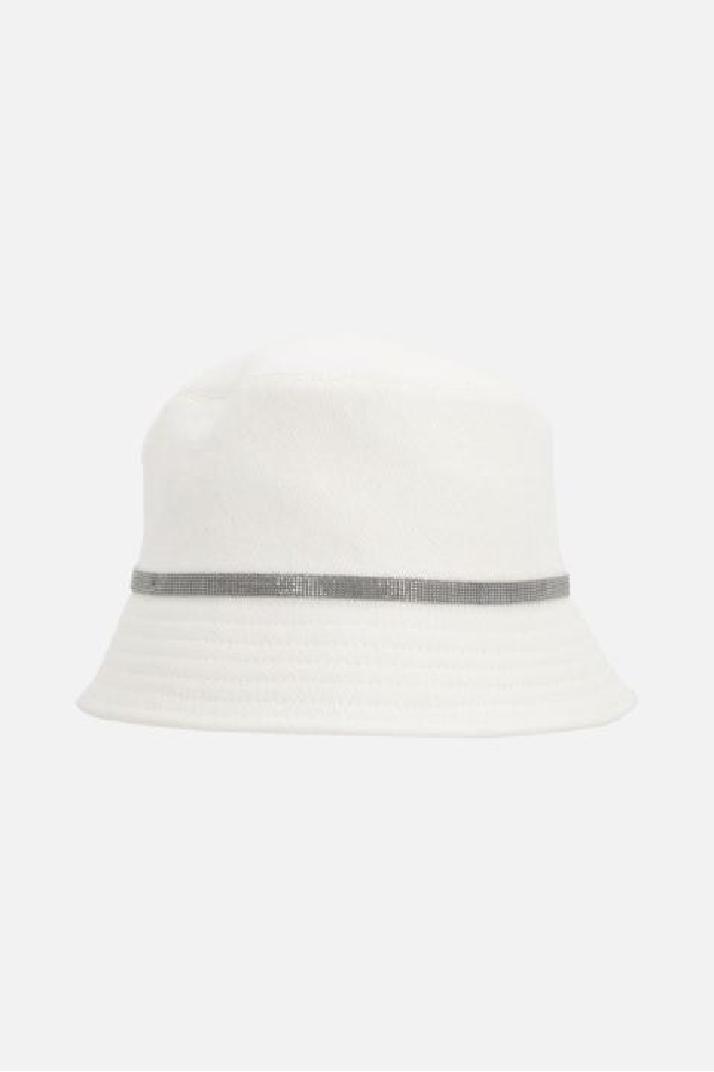 BRUNELLO CUCINELLI브루넬로 쿠치넬리 여성 모자 cotton and linen chevron bucket hat with Shiny Band