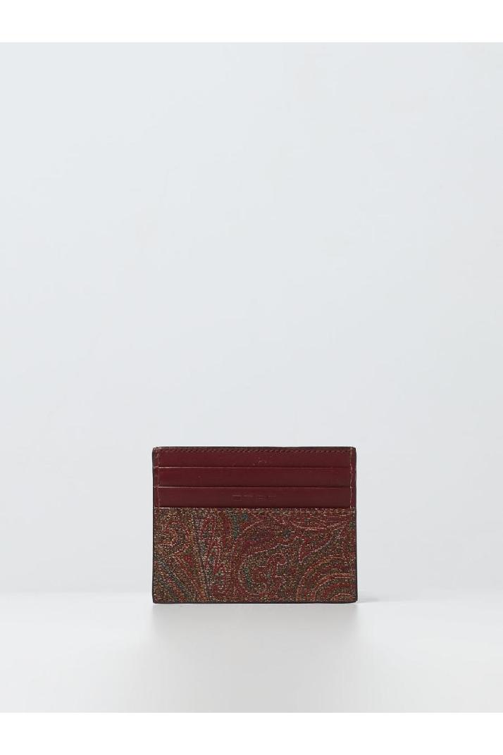 Etro에트로 남성 지갑 Etro credit card holder in paisley coated cotton with embroidered logo