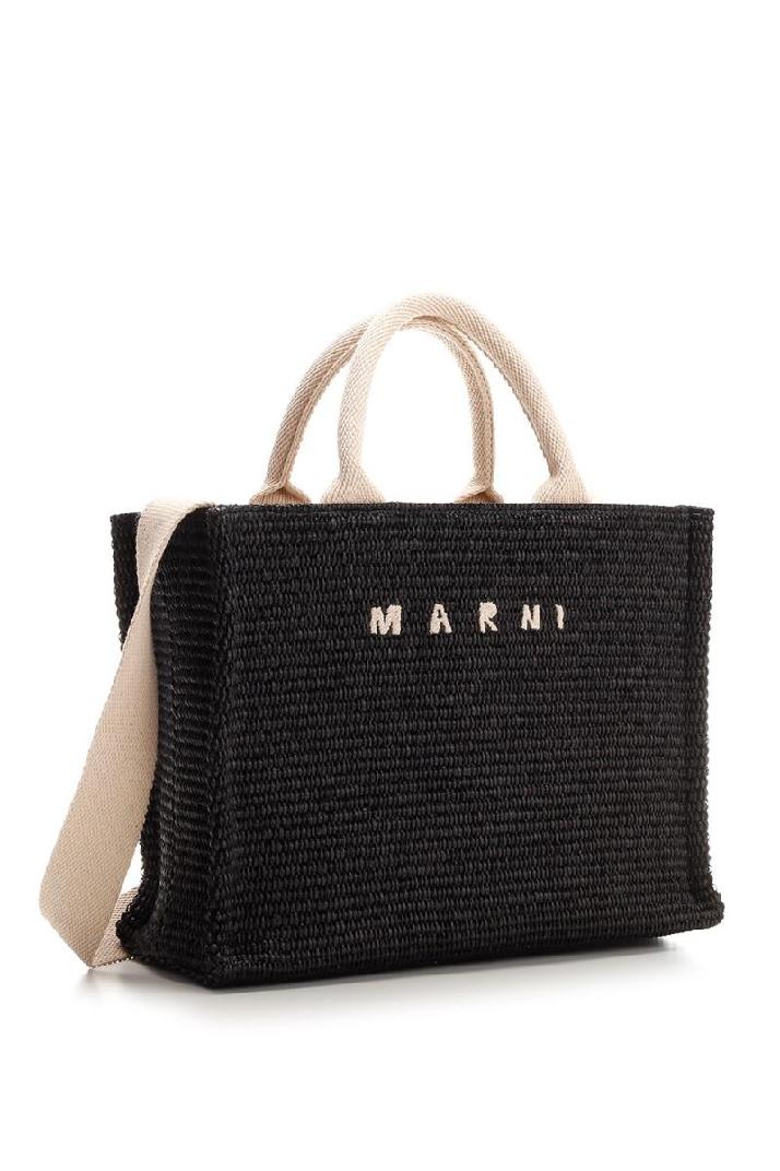 Marni마르니 여성 토트백 Black raffia tote bag