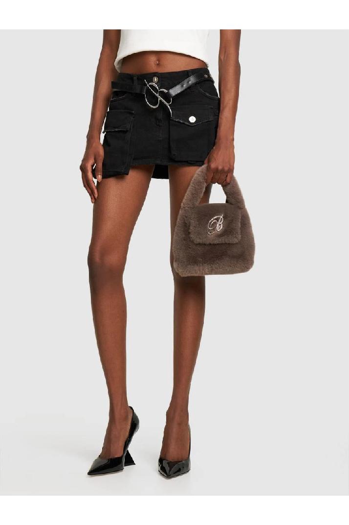 Blumarine블루마린 여성 탑핸들백 Faux fur top handle bag