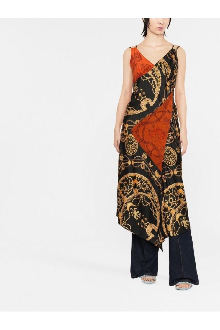 MARINE SERRE마린 세르 여성 원피스 PRINTED LONG COCKTAIL SILK DRESS