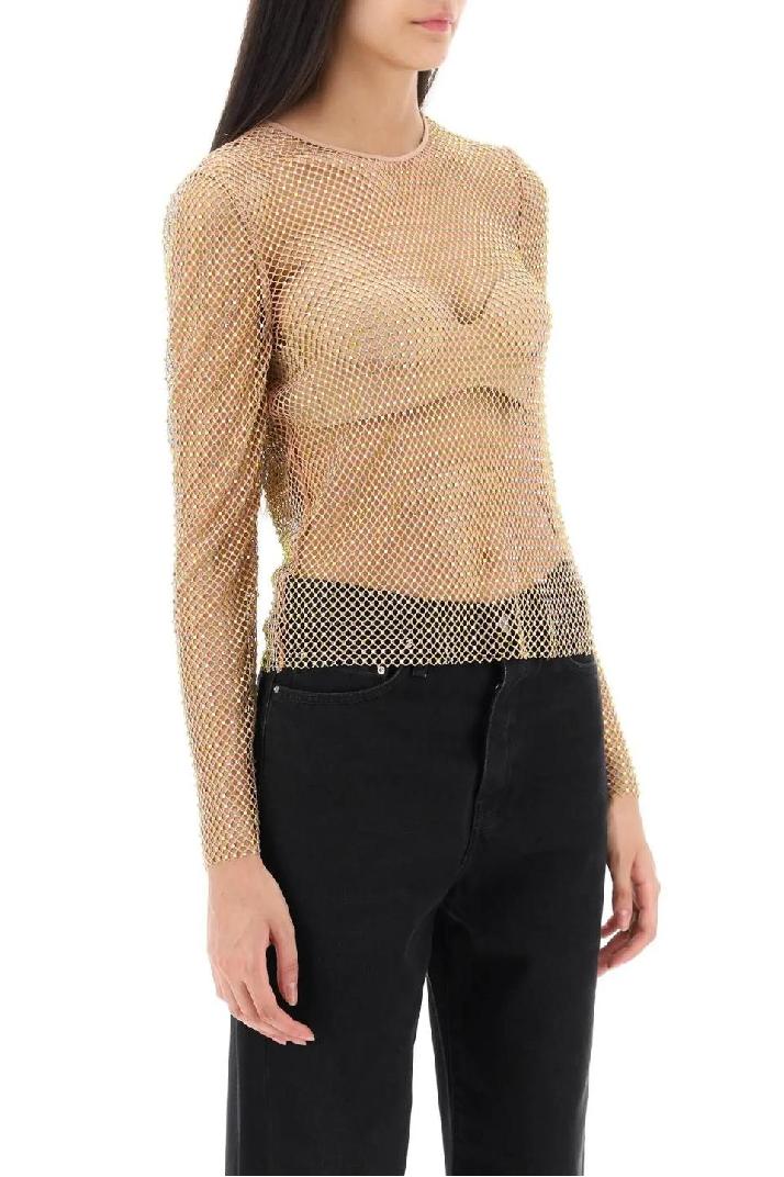 SELF PORTRAIT셀프 포트레이트 여성 티셔츠 rhinestone fishnet top