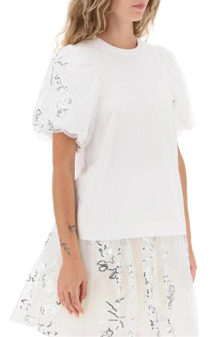 SIMONE ROCHA시몬로샤 여성 티셔츠 embroidered puff sleeve a-line t-shirt
