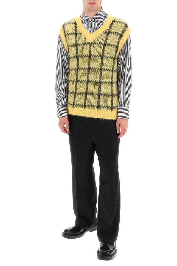 MARNI마르니 남성 스웨터 brushed-mohair vest with check motif