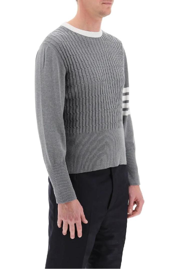 THOM BROWNE톰브라운 남성 스웨터 placed baby cable 4-bar cotton sweater