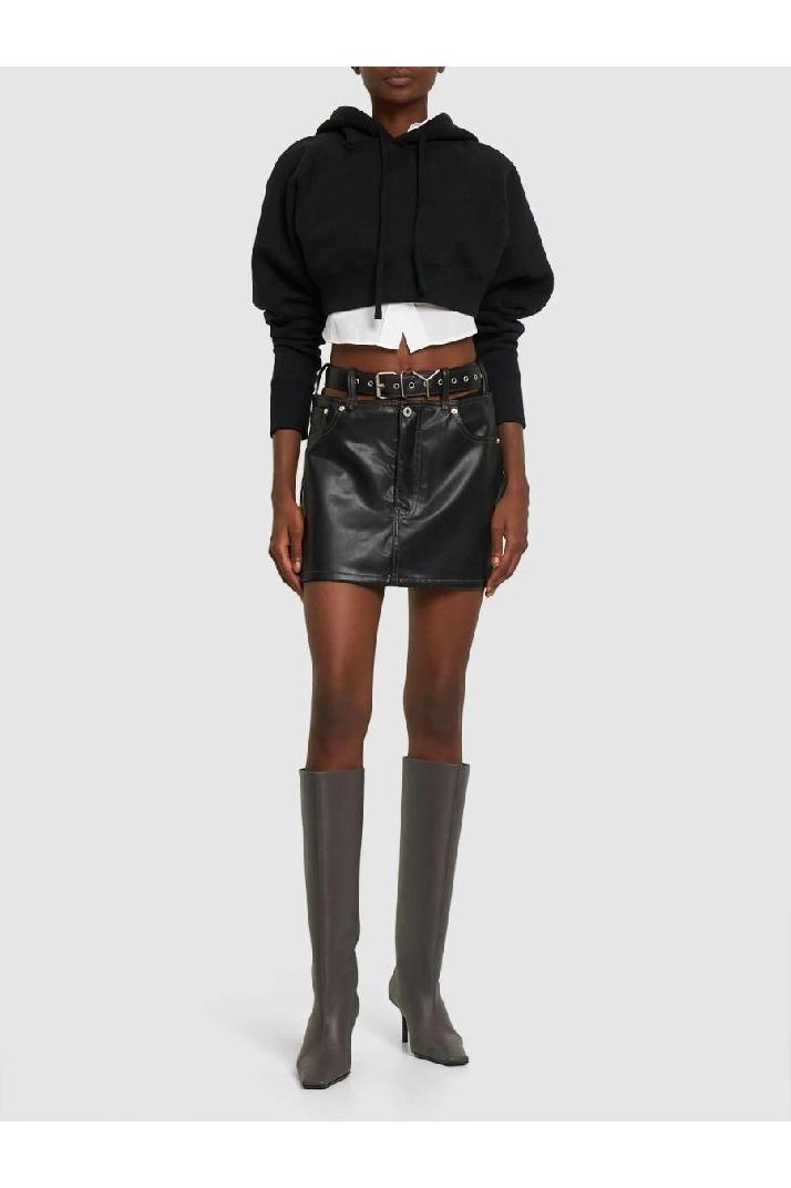 Y/PROJECTY프로젝트 여성 스커트 Faux leather mini skirt w/logo belt