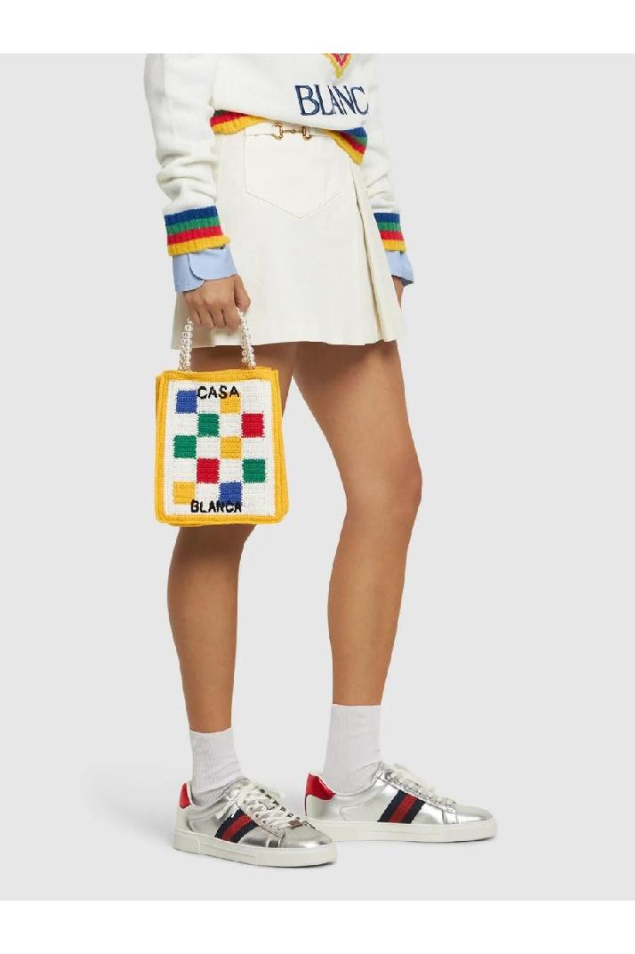 Casablanca카사블랑카 여성 탑핸들백 Mini cotton crochet square tote bag