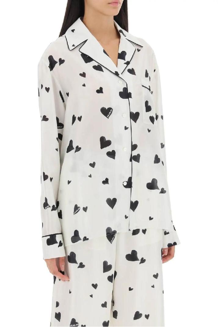 MARNI마르니 여성 셔츠 블라우스 bunch of hearts print silk pajama shirt