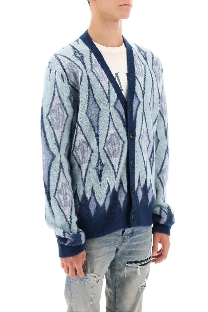 AMIRI아미리 남성 스웨터 argyle bruhed-yarn cardigan