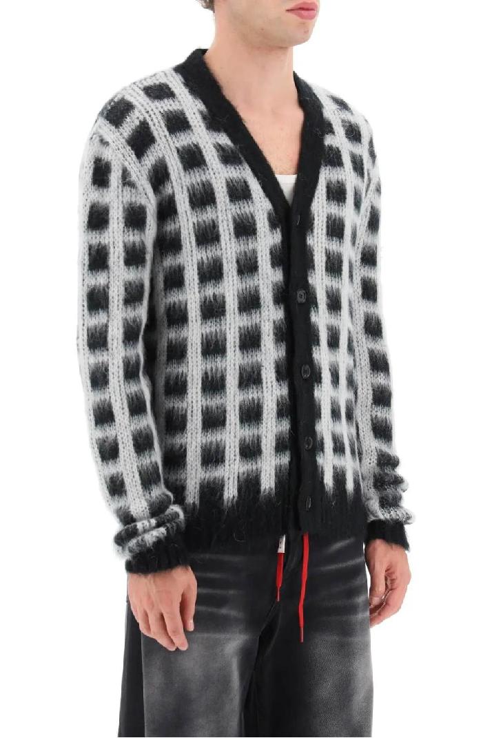 MARNI마르니 남성 스웨터 brushed-yarn cardigan with check pattern