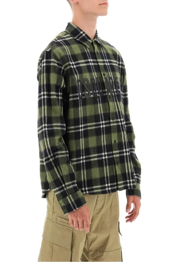 DSQUARED2디스퀘어드 2 남성 셔츠 check flannel shirt with rubberized logo
