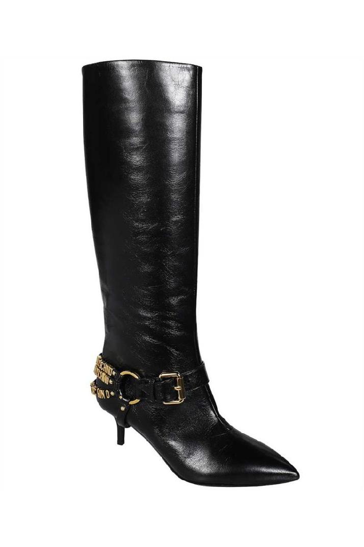 Moschino모스키노 여성 부츠 Moschino MA26055C1HMJ MINI LETTERING SHINY CALFSKIN Boots - Black