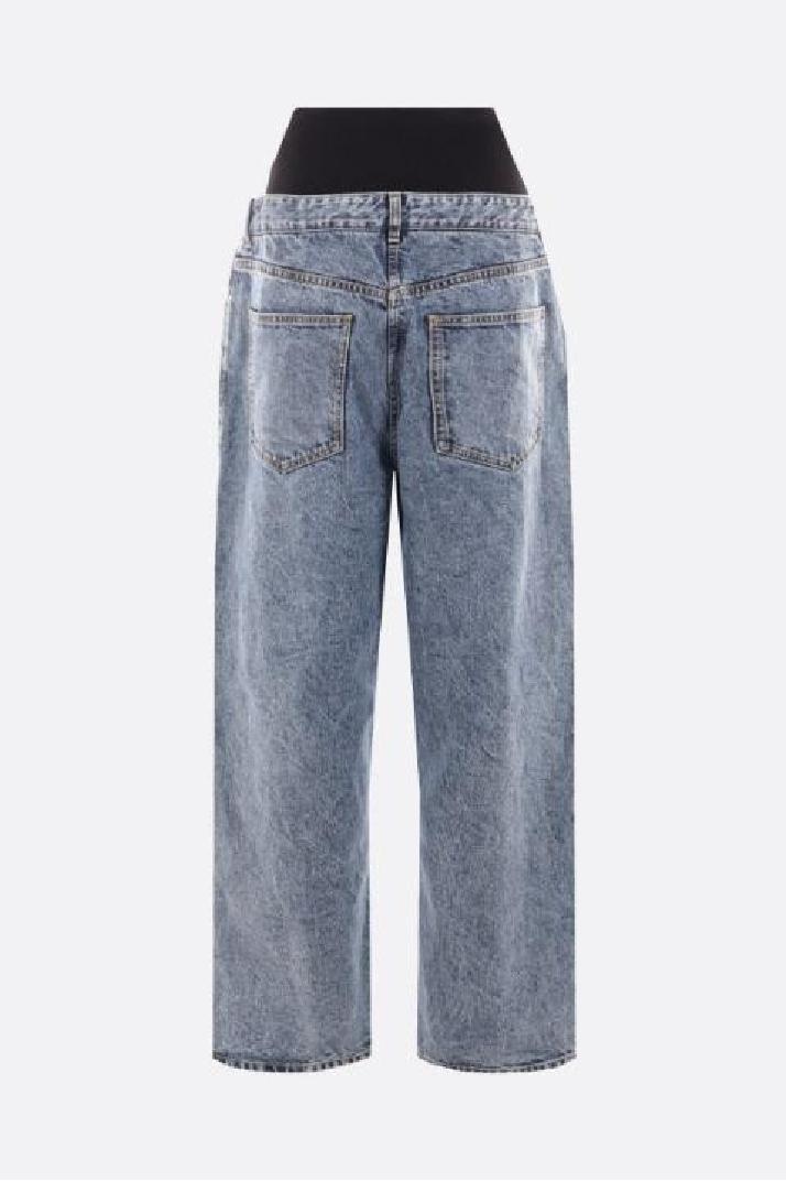 ALAIA알라이아 여성 청바지 wide-leg denim jeans with stretch knit waistband