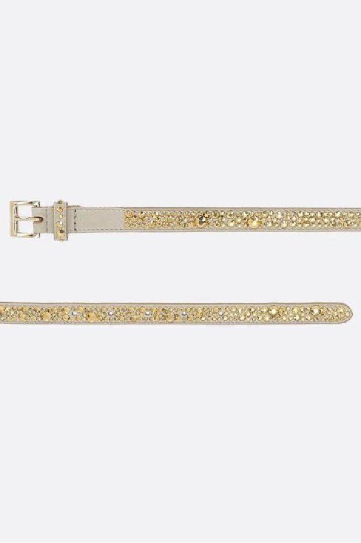 PRADA프라다 여성 벨트 crystal-embellished suede thin belt