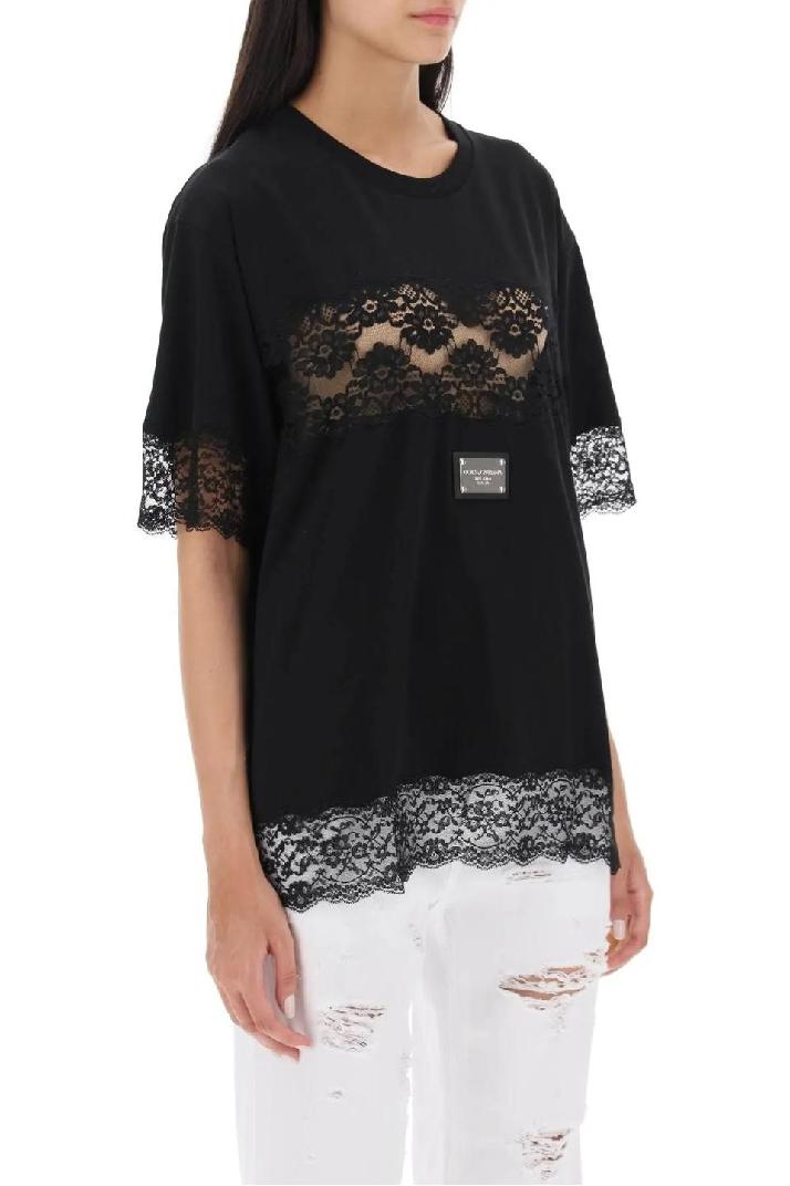 DOLCE &amp; GABBANA돌체앤가바나 여성 티셔츠 t-shirt with lace inserts