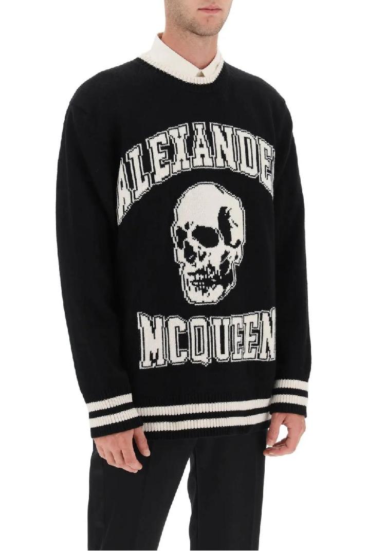 ALEXANDER MCQUEEN알렉산더맥퀸 남성 스웨터 varsity sweater with skull motif