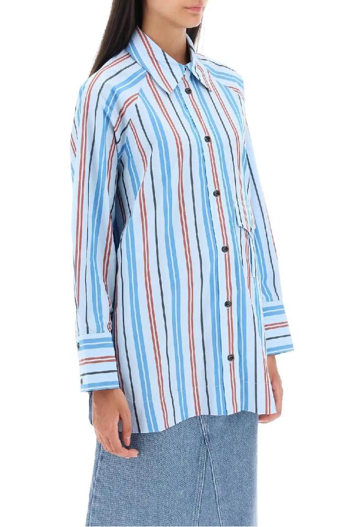 GANNI가니 여성 셔츠 블라우스 oversized striped shirt