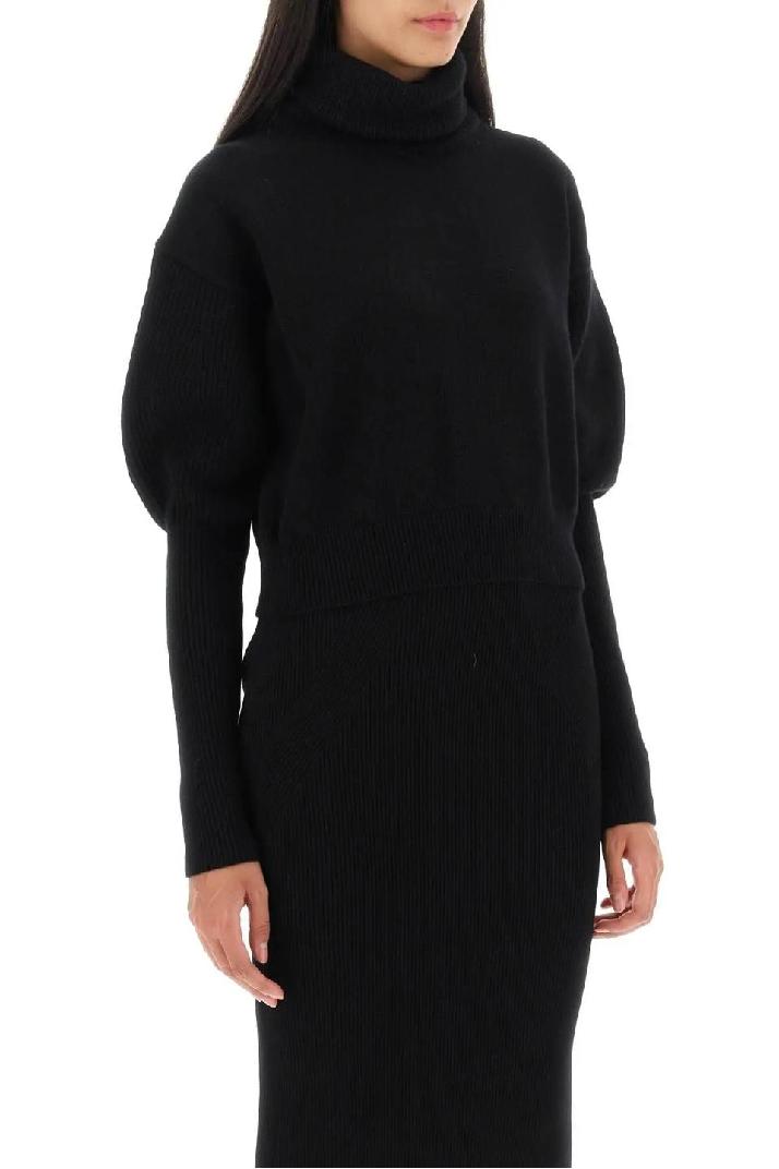 ALEXANDER MCQUEEN알렉산더맥퀸 여성 스웨터 cropped funnel-neck sweater in wool and cashmere