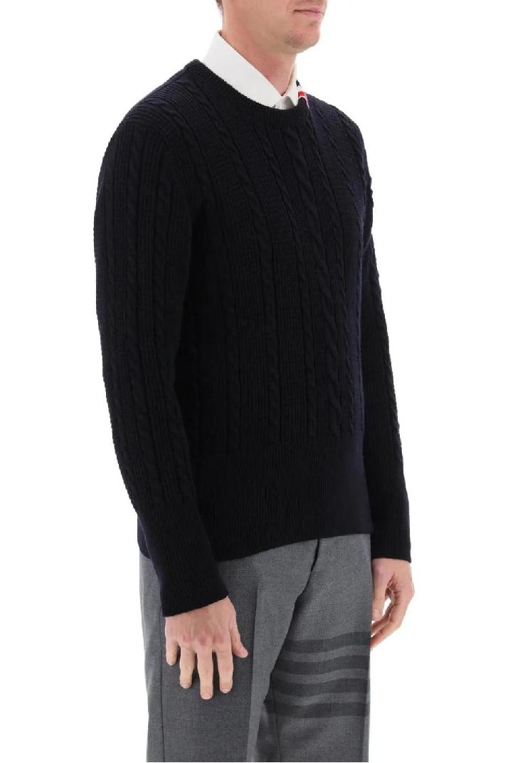 THOM BROWNE톰브라운 남성 스웨터 cable wool sweater with rwb detail