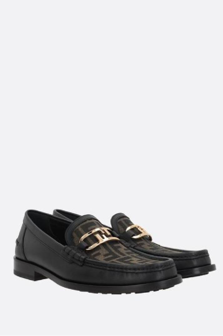 FENDI펜디 남성 로퍼 Fendi O&#039;Lock smooth leather and FF fabric loafers
