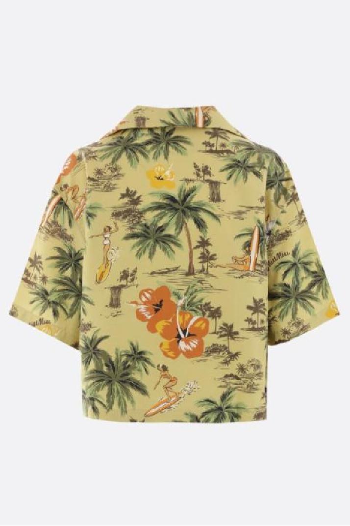 MIU MIU미우미우 여성 셔츠 Hawaii printed silk bowling shirt