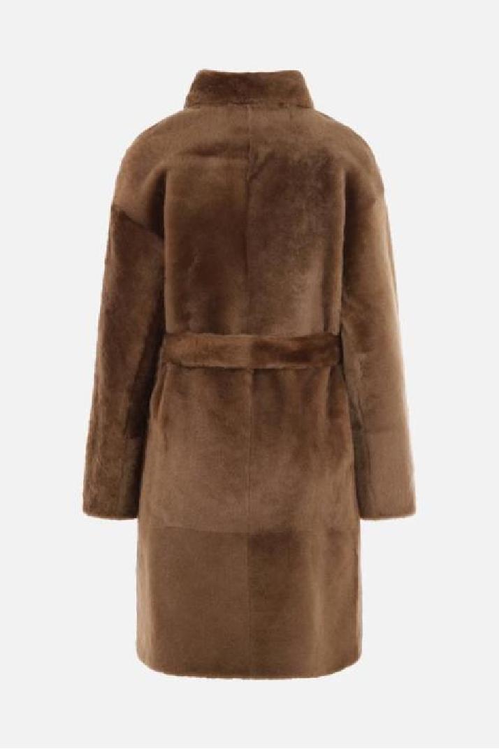 YVES SALOMON이브살로몬 여성 자켓 belt-detailed single-breasted shearling coat