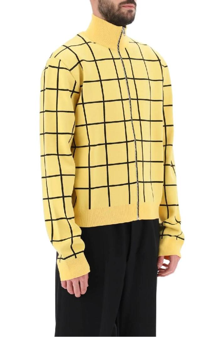 MARNI마르니 남성 스웨터 zip-up cardigan with check motif