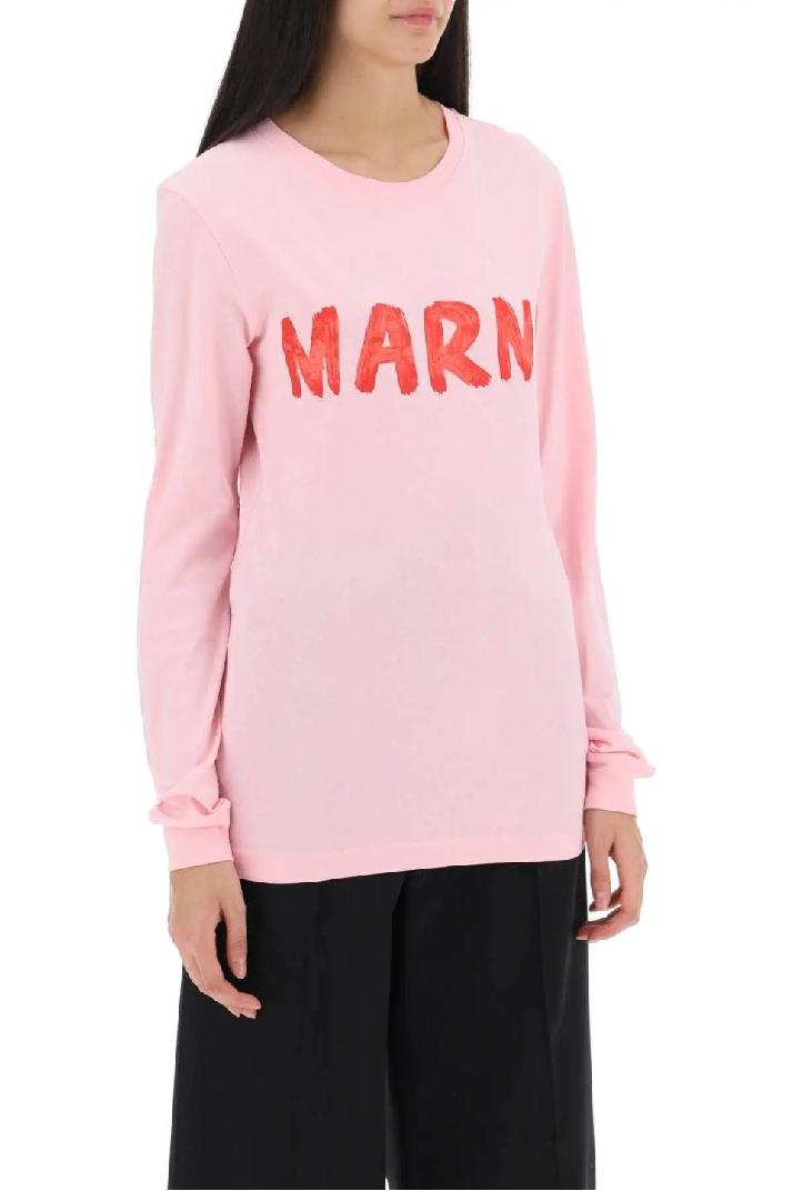 MARNI마르니 여성 티셔츠 brushed logo long-sleeved t-shirt