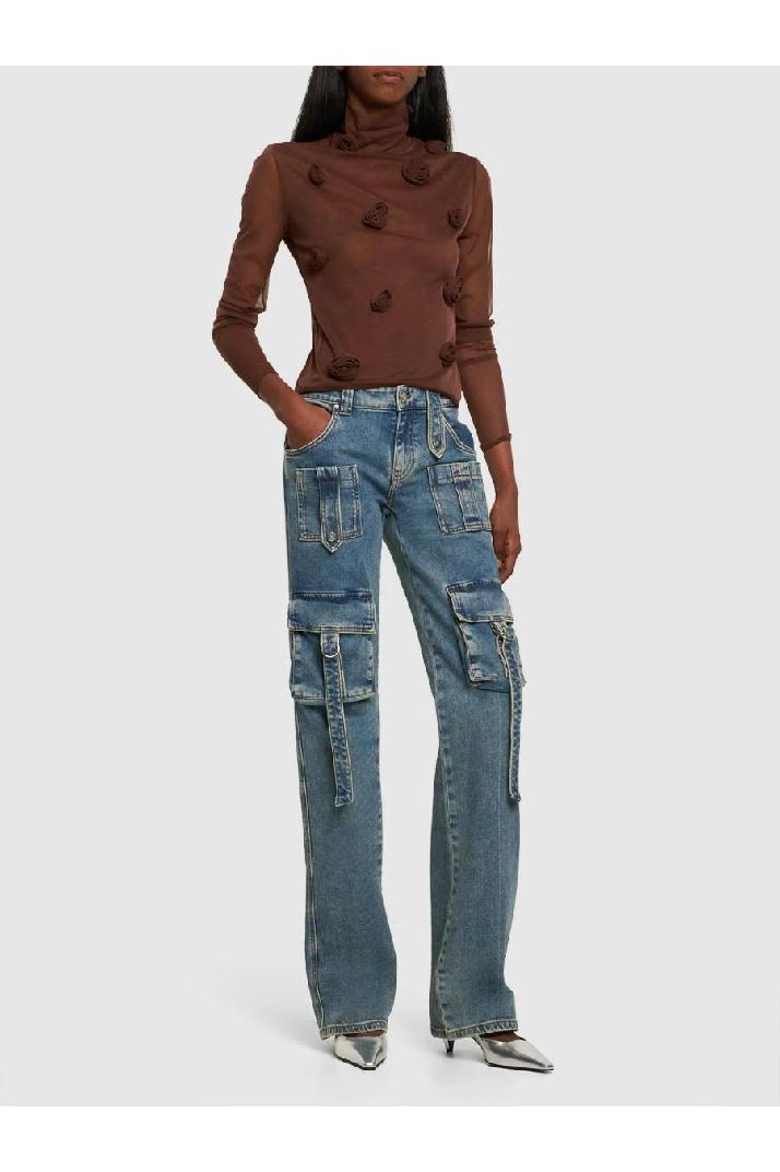 Blumarine블루마린 여성 청바지 Denim low waisted straight cargo jeans