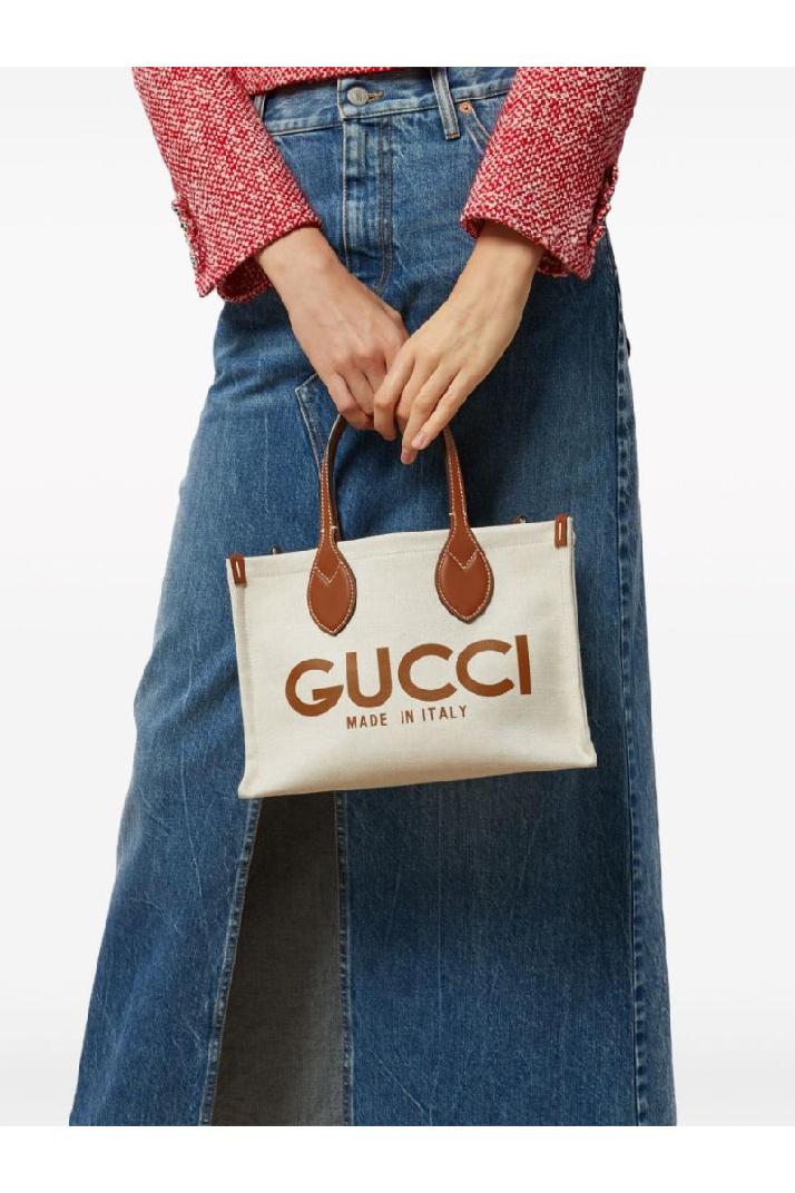 GUCCI구찌 여성 토트백 LINEN AND LEATHER TOTE BAG