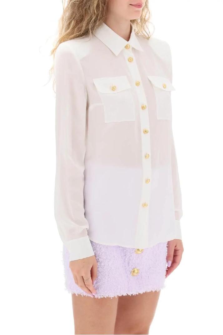 BALMAIN발망 여성 셔츠 블라우스 crepe de chine shirt with padded shoulders