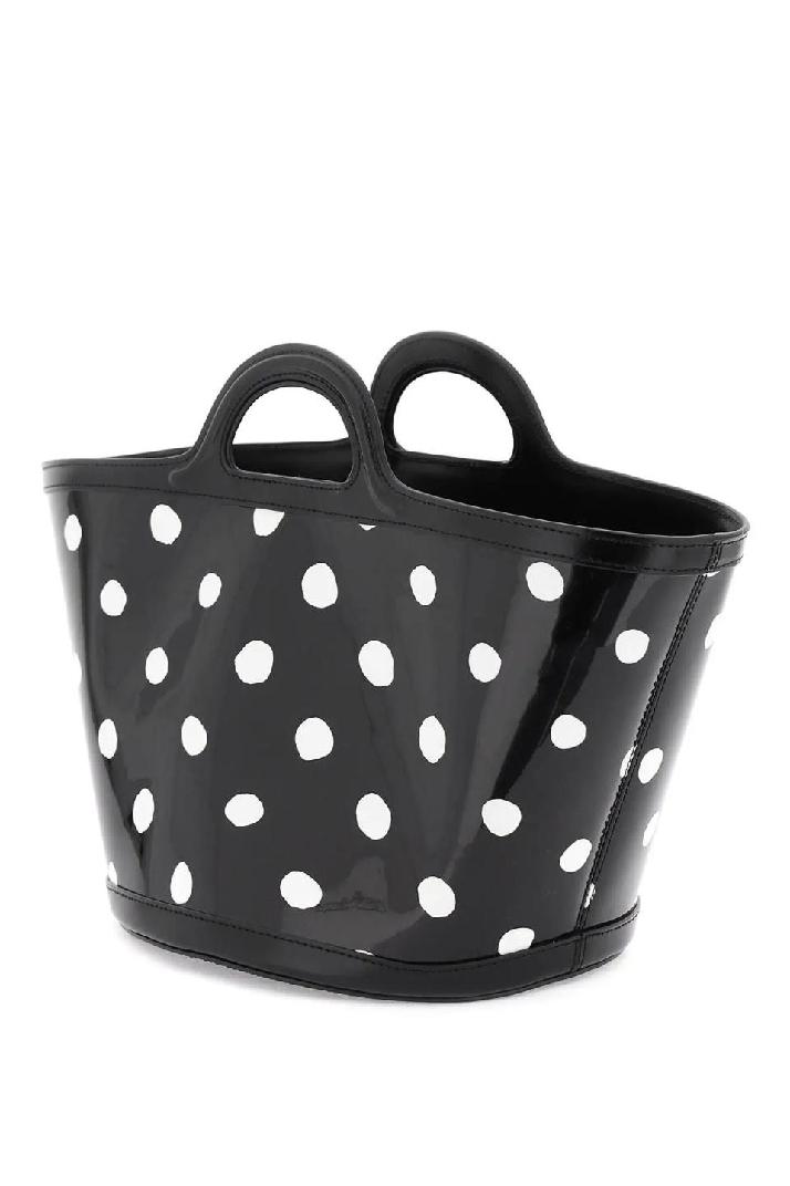 MARNI마르니 여성 핸드백 patent leather tropicalia bucket bag with polka-dot pattern